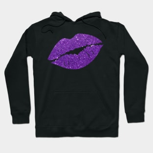 Purple Faux Glitter Lips Hoodie